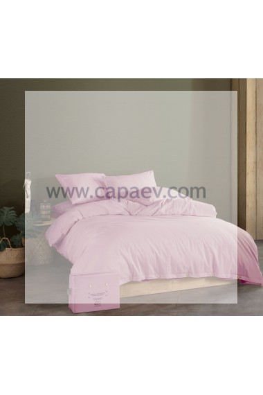 Taş Yıkama Nevresim Takımı Tek Renk ( çift kişilik )-Gül kurusu